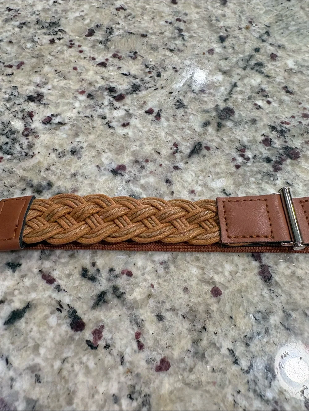 Cognac brown woven stretch belt girls one size unbranded GUC